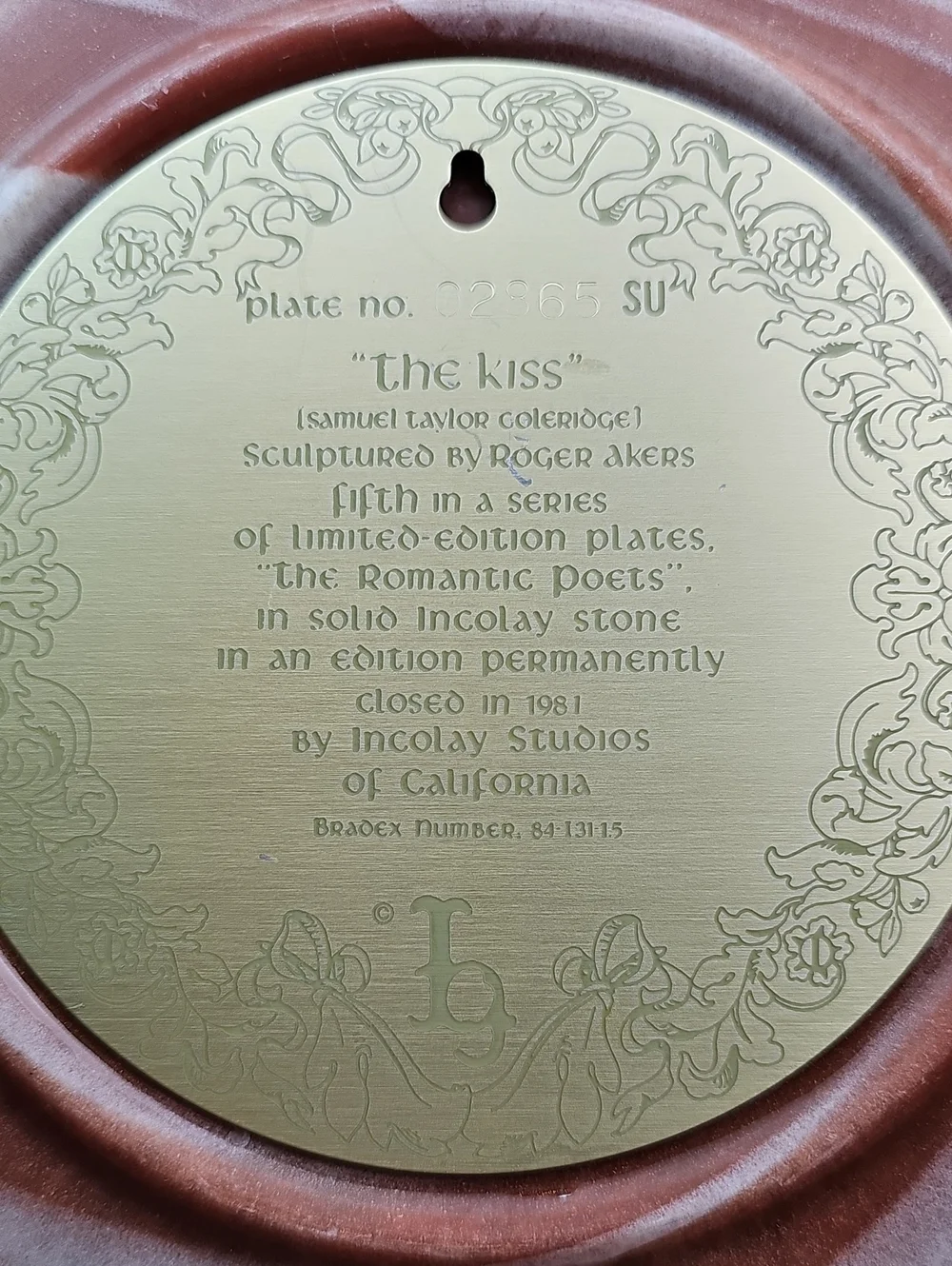 VINTAGE INCOLAY STONE THE KISS ROMANTIC POETS COLLECTION BY ROGER AKERS